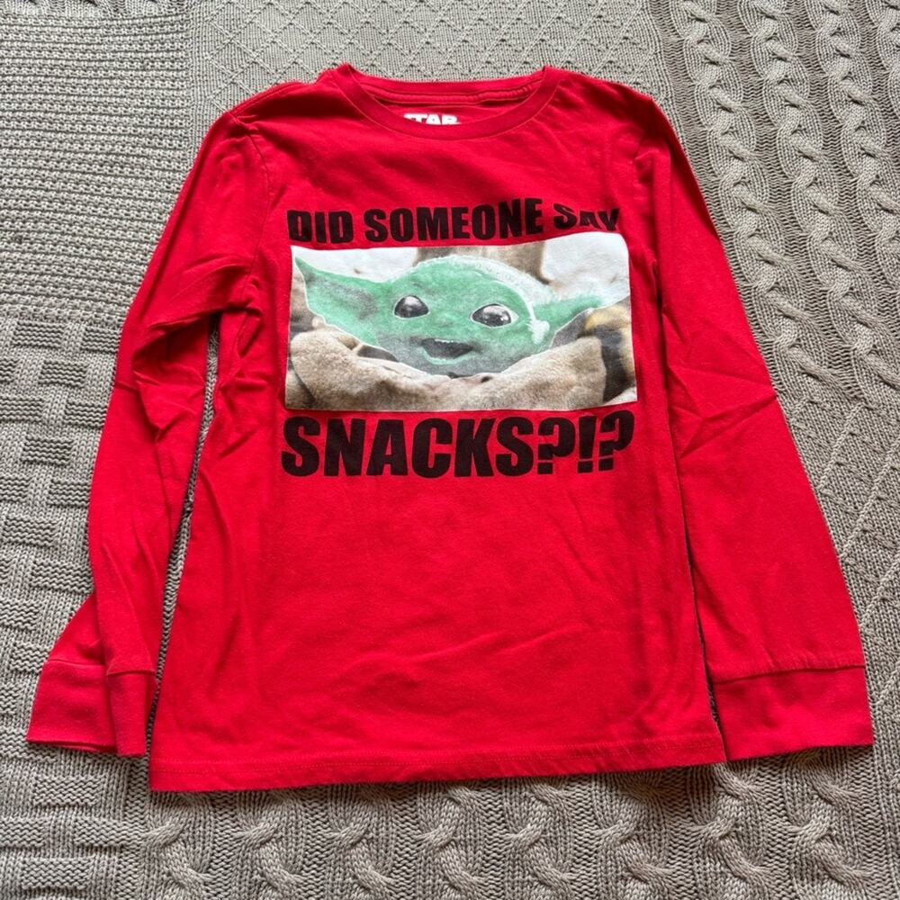 Star Wars Baby Yoda Snack Long Sleeved Shirt ~ 8/M
